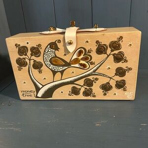 Vintage 1963 Artistic Tan and Gold Handbag-Enid Collins Money Tree